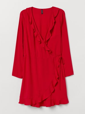 Сукня з віскози з оборками червона | 6525272