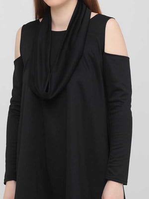 Туніка-сукня чорна з вирізами на плечах | 6533197