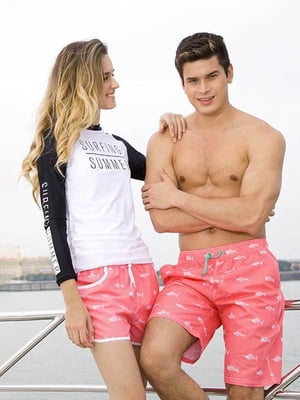 Рожеві пляжні шорти з візерунком | 6529733
