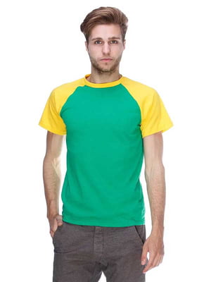 Футболка з рукавом-реглан зелено-жовта | 6529735