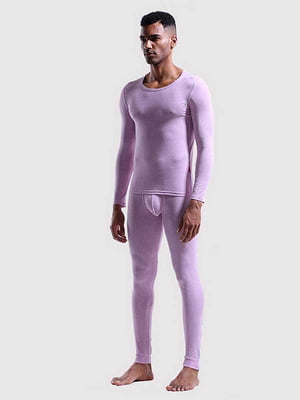 Хлопковая пижама фиолетовая: лонгслив и кальсоны | 6530472