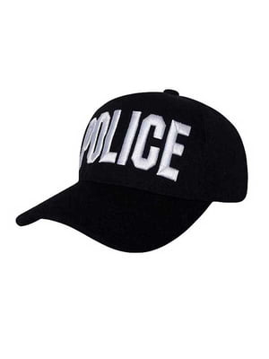 Чорна кепка з принтом "Police" | 6530727