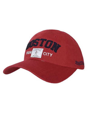 Стильная красная с принтом бейсболка “Boston” | 6530746