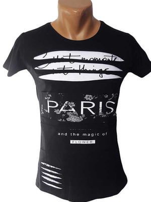 Футболка "Paris" чорна з принтом | 6530850