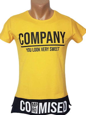 Красива жовта футболка з принтом | 6530883