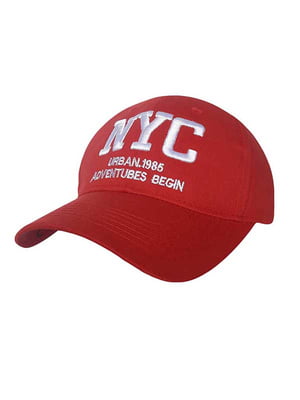 Червона кепка із принтом “NY” | 6530893