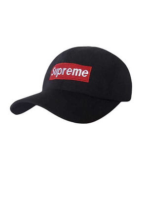 Стильна чорна бейсболка із принтом “Supreme” | 6530904