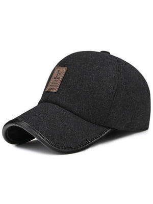 Утеплена кепка чорного кольору з логотипом Ediko | 6531878