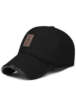 Утеплена кепка чорного кольору з логотипом Ediko | 6531879