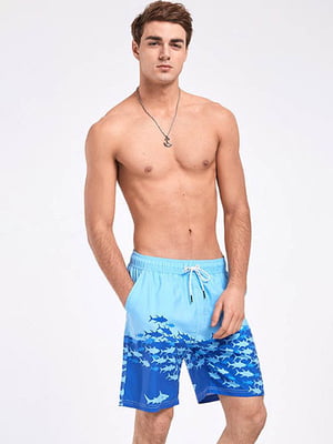 Блакитні пляжні шорти із сіткою-підкладкою | 6532034