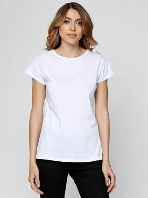 Бавовняна спортивна футболка білого кольору | 6532585