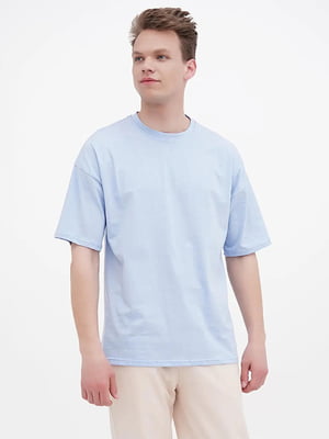 Блакитна футболка oversize (46-52) | 6532799