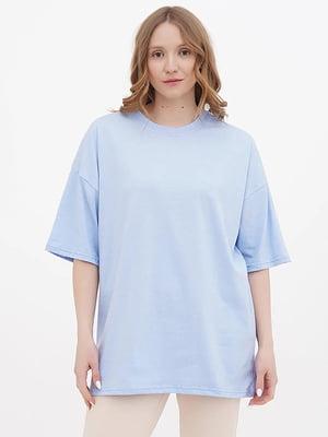Блакитна футболка в стилі оверсайз (46-52) | 6533033