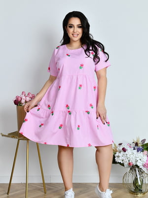 Платье розовое в принт | 6547116