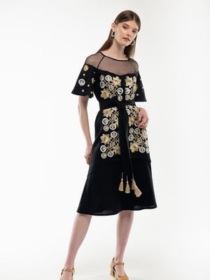 Чорна льняна сукня-вишиванка “Ягідка” | 6547267