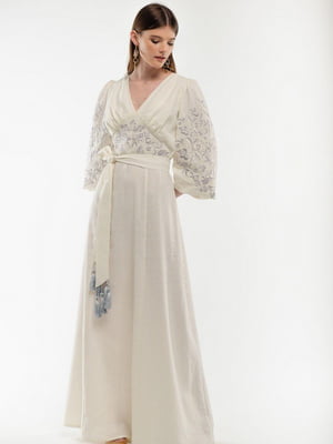 Льняна молочна сукня-вишиванка “Голубка” з борщівською вишивкою із Тернопільщини | 6547288