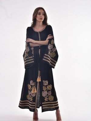 Чорна льняна сукня-вишиванка «Княжна» | 6547308