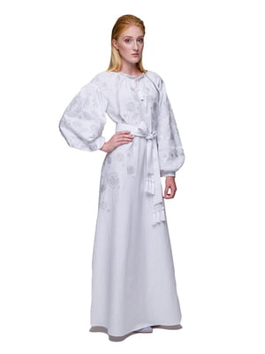 Біла льняна сукня-вишиванка «Громовиця» | 6547320