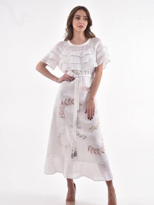 Біла льняна сукня-вишиванка «Княжна» | 6547332