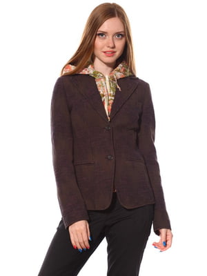 Куртка фіолетово-коричнева з різнокольоровим капюшоном | 1338915