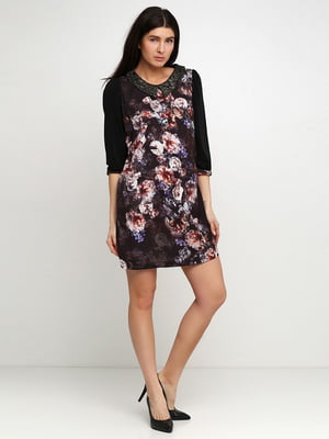 Сукня чорно-фіолетового кольору в квітковий принт | 3240565