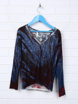 Пуловер темно-синій з декором | 6534277