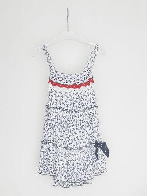 Платье бело-синее с принтом | 6535053