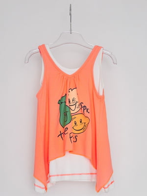 Платье оранжевое с принтом | 6535319