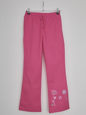 Рожеві штани з квітковим принтом | 6536483