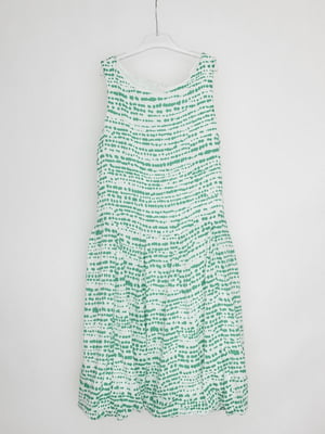 Сукня біло-зелена з принтом | 6536549