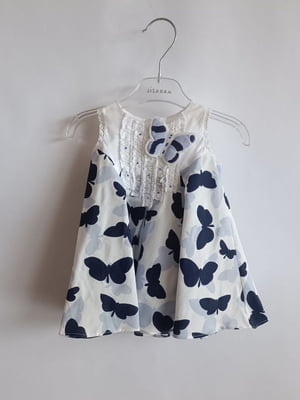 Сукня біло-синя з принтом | 6536729