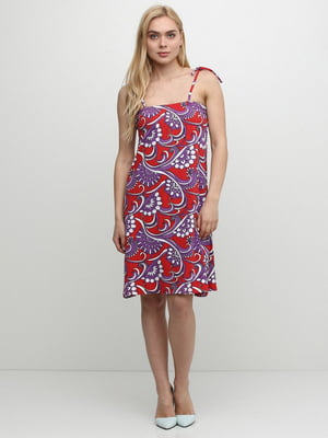 Сукня червоно-фіолетового кольору в абстрактний принт | 6536993