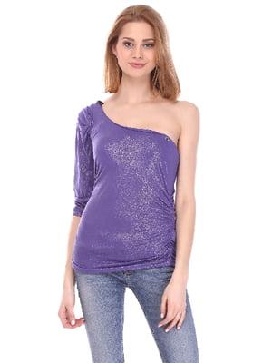 Блуза фиолетовая с открытым плечем | 6537398
