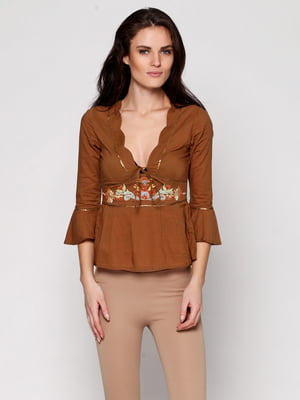 Блуза хлопковая коричневая | 6537705