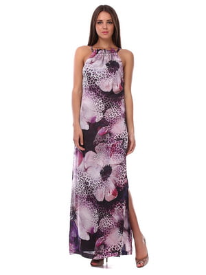 Сукня фіолетова з принтом | 6538220