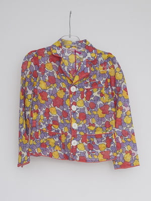 Блуза фіолетова з різнокольоровим принтом | 6538414