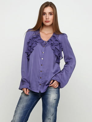 Блуза фіолетова з рюшами | 6538913