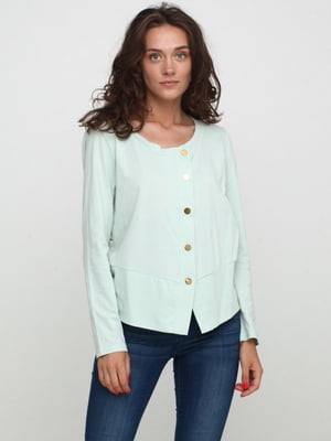 Блуза м'ятного кольору з гудзиками | 6539094