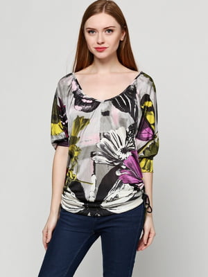 Блуза с серо-фиолетовым принтом | 6540755