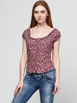 Блуза бордово-фиолетовая с принтом | 6540777