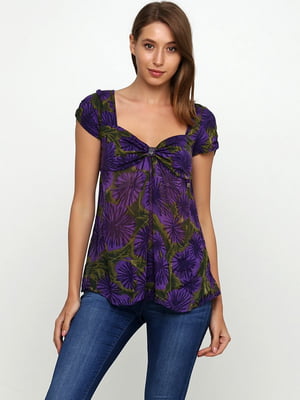 Блуза фіолетова з принтом | 6540812