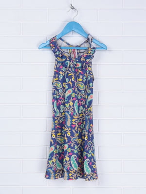Сукня синьо-салатового кольору в рослинний принт | 6541179