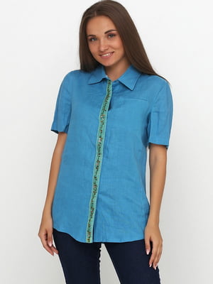 Рубашка голубая с паетками | 6541429