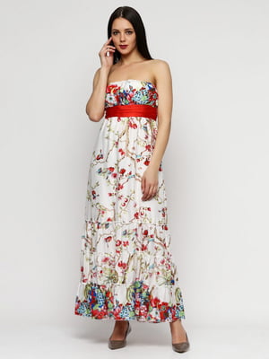 Сукня біло-червона з принтом | 6541480
