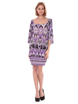Сукня фіолетова з принтом | 6541758