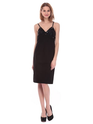 Сукня чорного кольору з оригінальним ліфом | 6541785