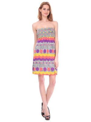 Сукня сіро-фіолетового кольору в принт | 6541828
