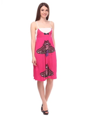 Сукня біло-рожевого кольору з принтом | 6541834