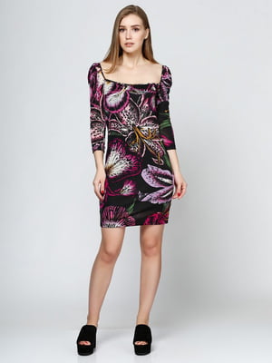 Сукня чорно-фіолетового кольору в квітковий принт | 6541870