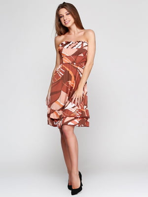 Сукня коричневого кольору в абстрактний принт | 6542017